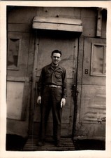 Vintage 1940s WWII Era Soldier Man in Uniform Photo Snapshot Military Theme