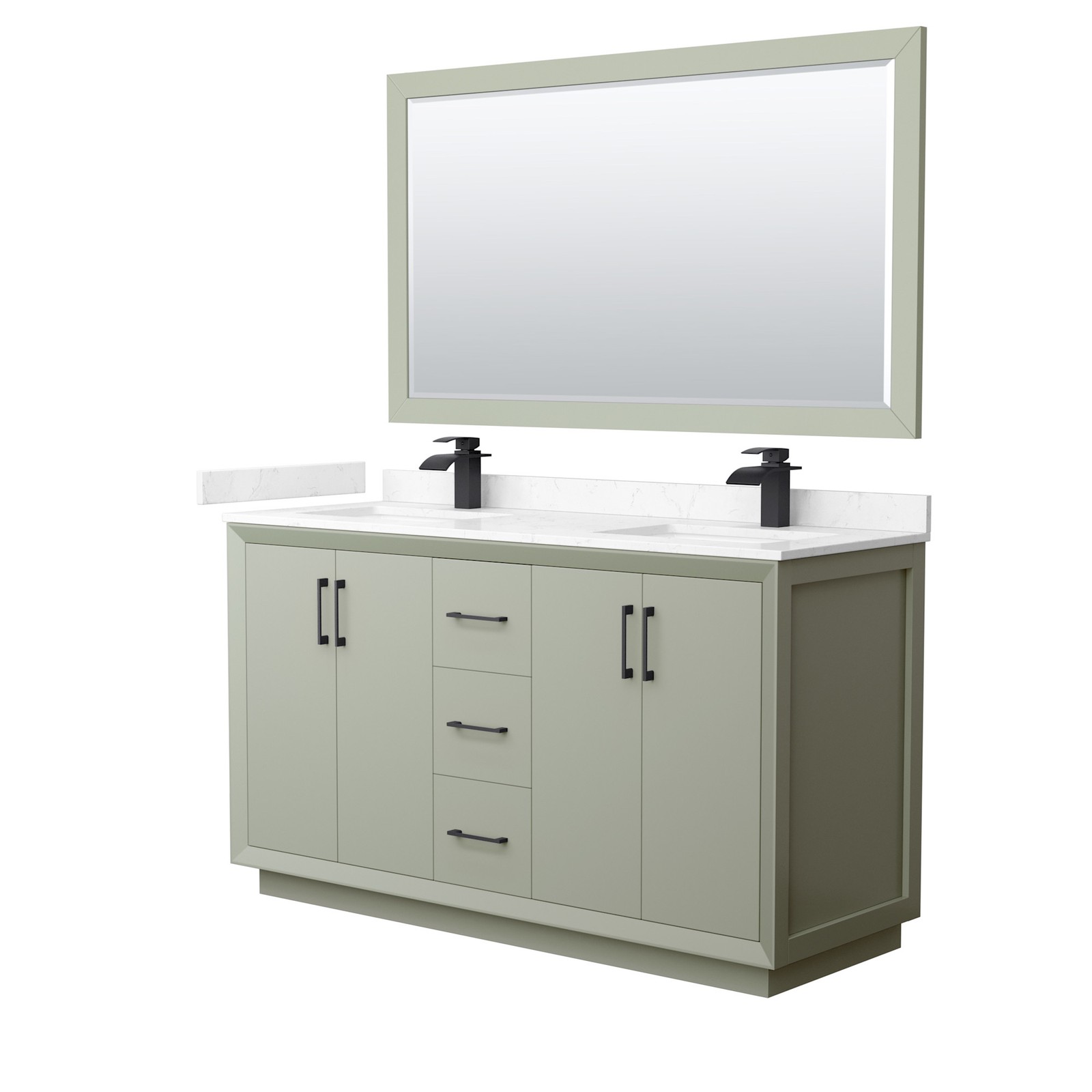 Wyndham Collection Strada 60-Inch Bathroom Vanity in Light Green Carrara Marble