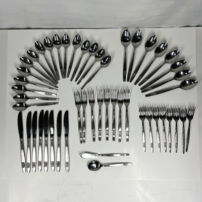 Interpur Japan Stainless Flatware Set Single Rose 50 Pieces