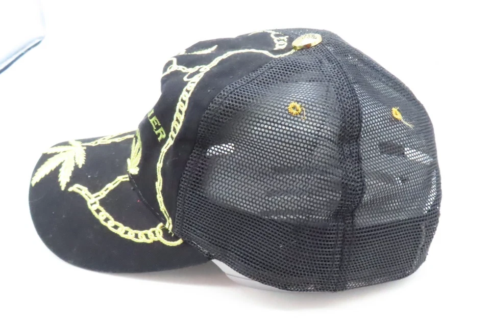 Christian Audigier Est 1958 Los Angeles Gold Leaves Chains Black Snapback Hat - Image 4 of 4
