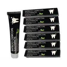6 Pack Fluoride Free Mint Toothpaste Bamboo Charcoal Teeth Whitening