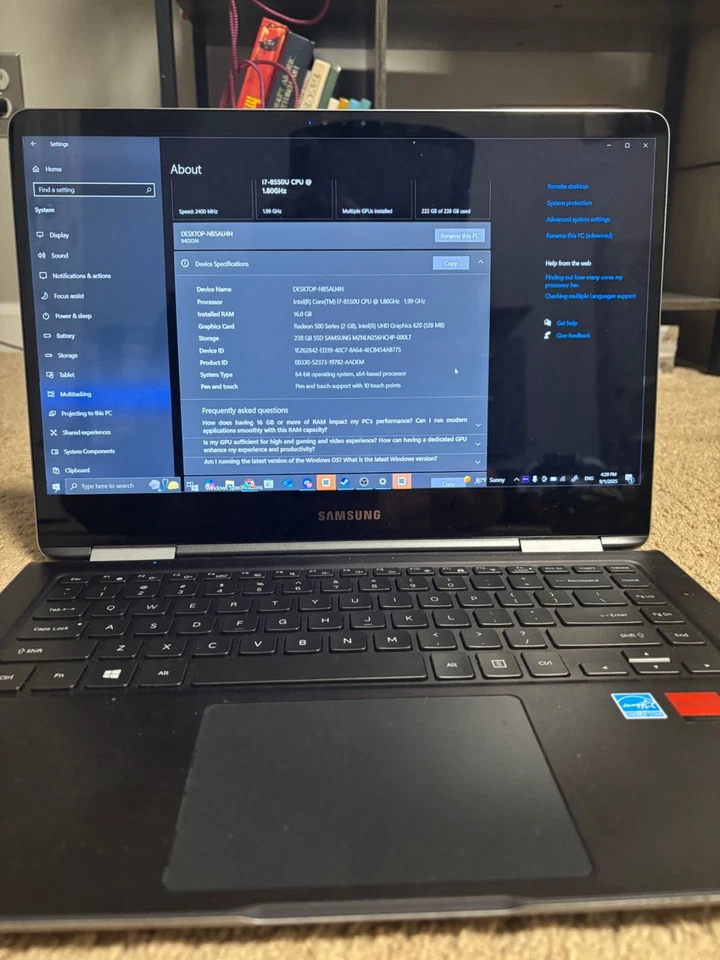 Portátil Samsung 9 Pro 15 pulgadas (256 GB, Intel Core i7 8ª generación, 4,00 GHz, 16 GB)... Foto 3 de 4