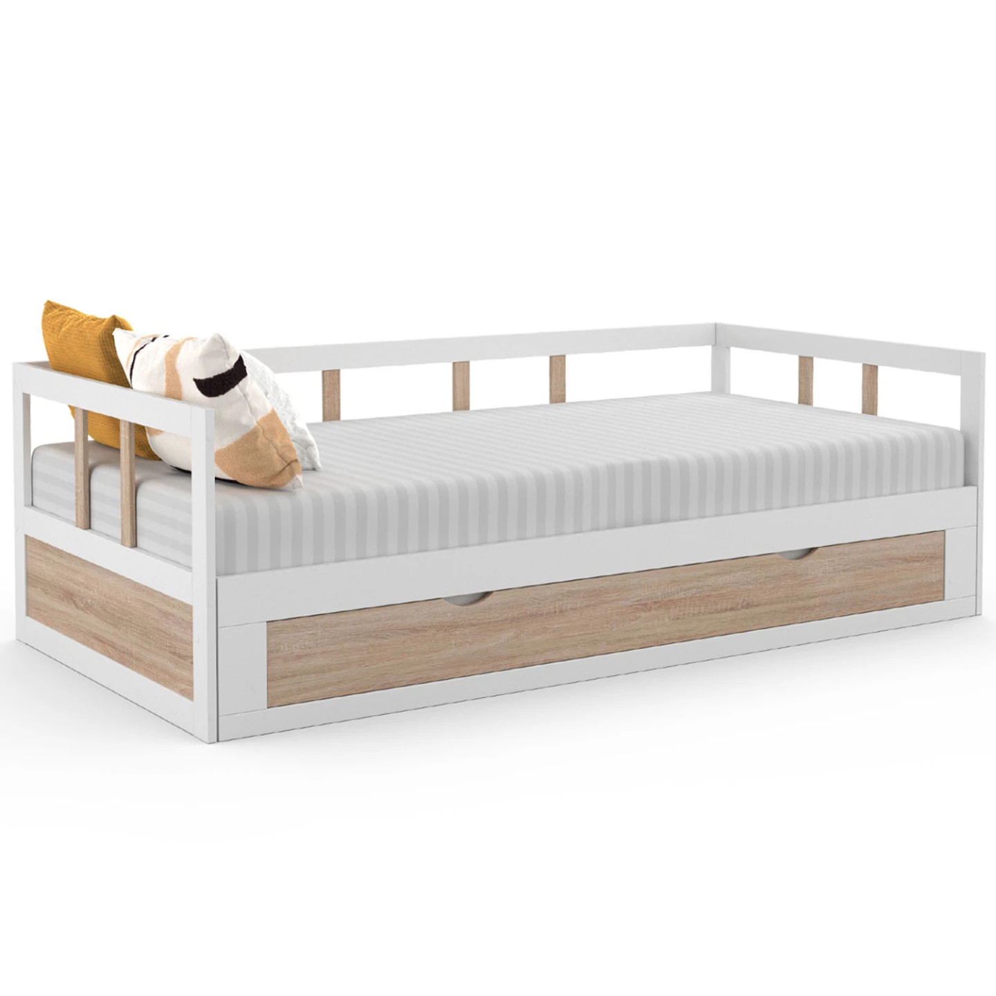 Lit banquette 90x190 cm ZOYA blanc avec tiroir pour chambre d'enfant