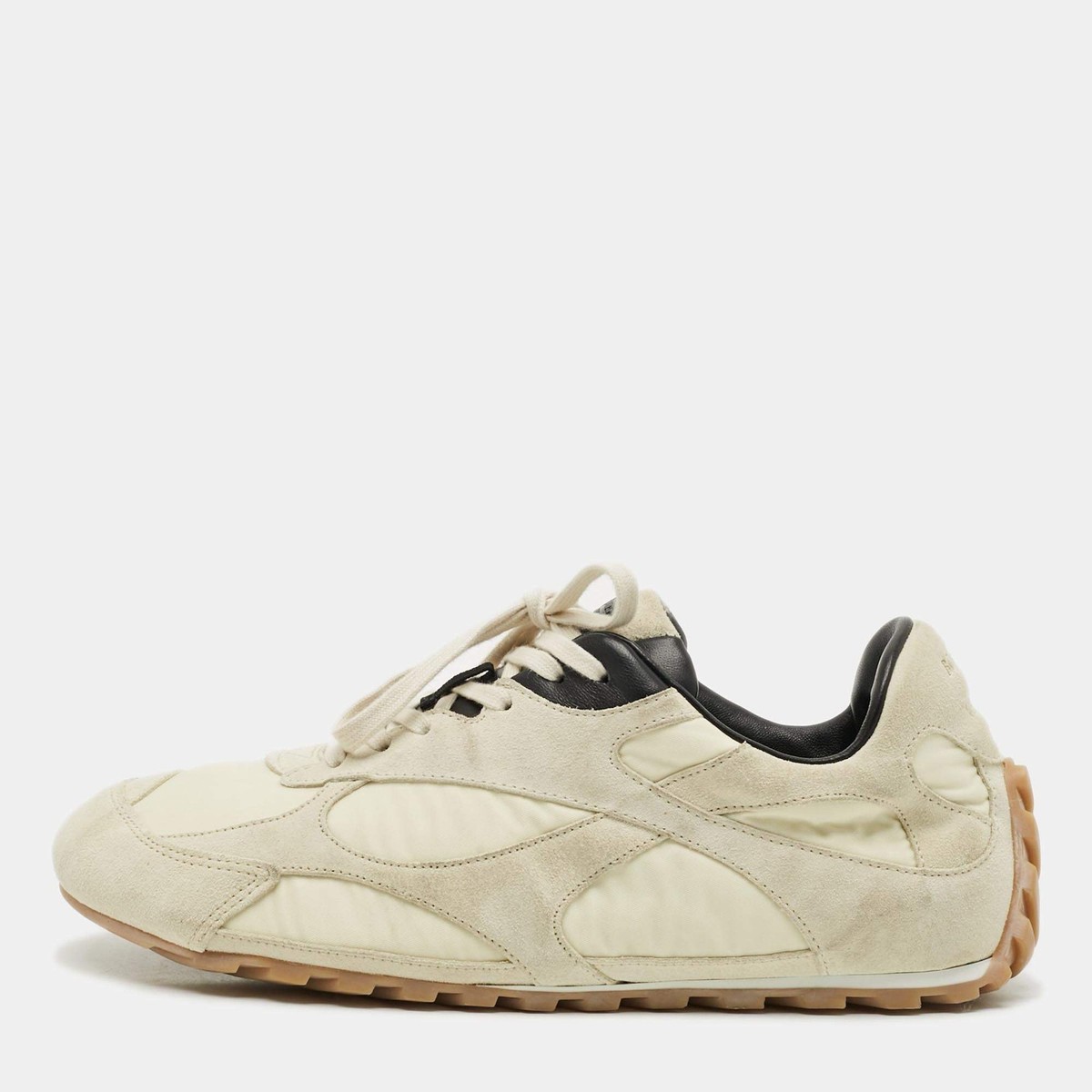 Bottega Veneta Orbit Flash Size 40 Cream Nylon and Suede Low Top