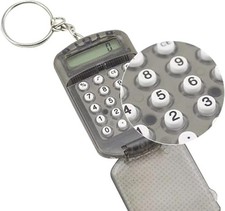 Black Pocket Calculator Key Ring Tiny Small Portable Mini Electronic 