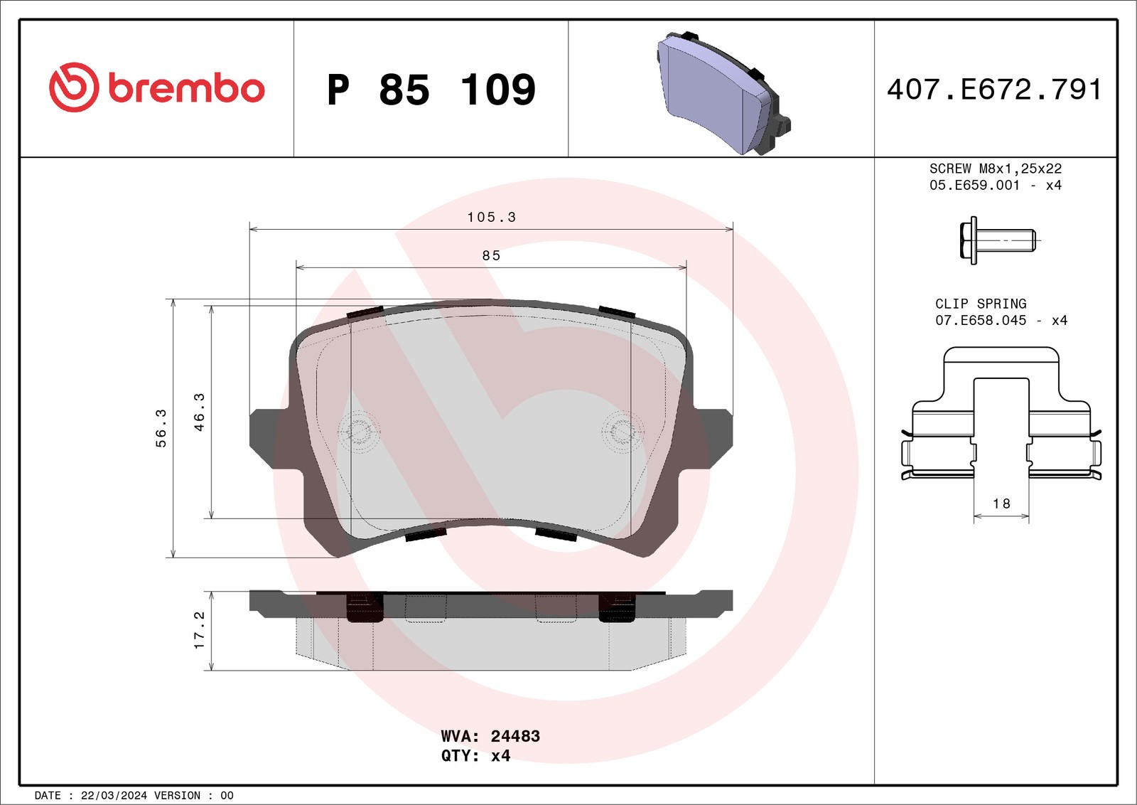 Brembo Bremsbelagsatz, Scheibenbremse P 85 109 Für Qoros Vw Changan (Svw) Jac Skoda Gac Peugeot (Df-Psa) Haval Chana (Faw) - Bild 10
