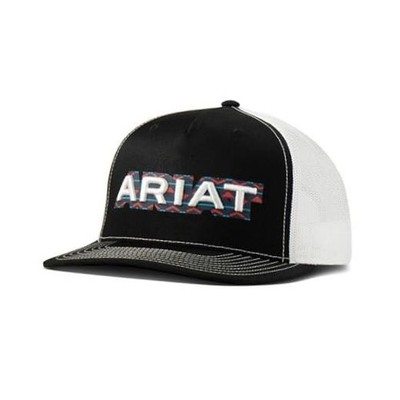 ARIAT Men's Richardson 112 Trucker Cap with 3D Embroidered Logo and Black Hat