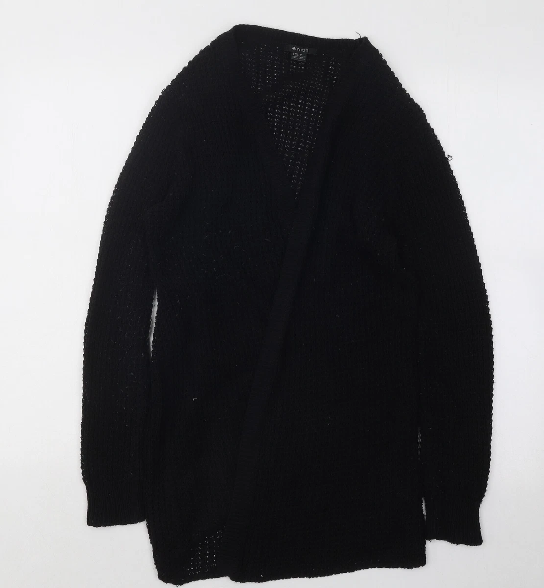 ESMARA Womens Black V Neck Acrylic Cardigan Jumper Size M