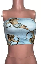 Angel Art Strapless Raver Soft Fitted Tube Top Grunge Y2K Style Beach Party New