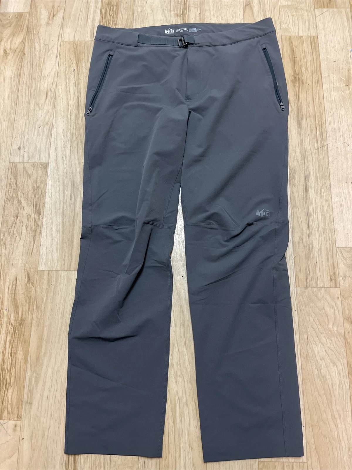 REI Co-Op Pants Men's 38x32 Gray Activator Soft-Shell Zip Pockets Outdoor Hiking