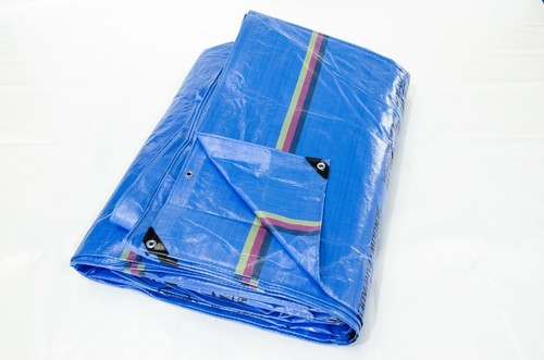 Heavy Duty Poly PE Tarp -225GSM Roof, Hay Tarpaulin, Builders Tarp -LBlue Stripe - Picture 12 of 12