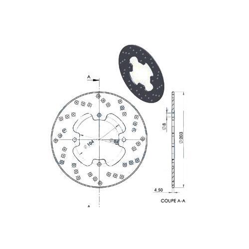 Disque de frein arrière moto 50cc compatible Yamaha TZR et MBK X-Power