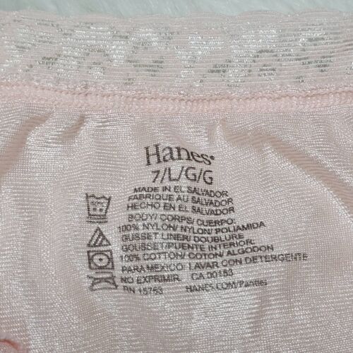 Vintage Silky Nylon Panty Peach Pink Granny Lace Brief Hanes Size 7/L Hip 40-41" - Picture 12 of 21