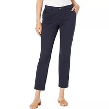 c2 Tommy Hilfiger Women's Hampton Chino Lightweight Pants Relaxed Fit, Navy, 14