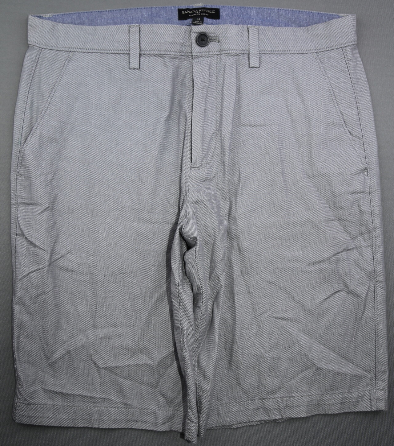 Men's 2019 Banana Republic Emerson Short Grey Texture Cotton Size