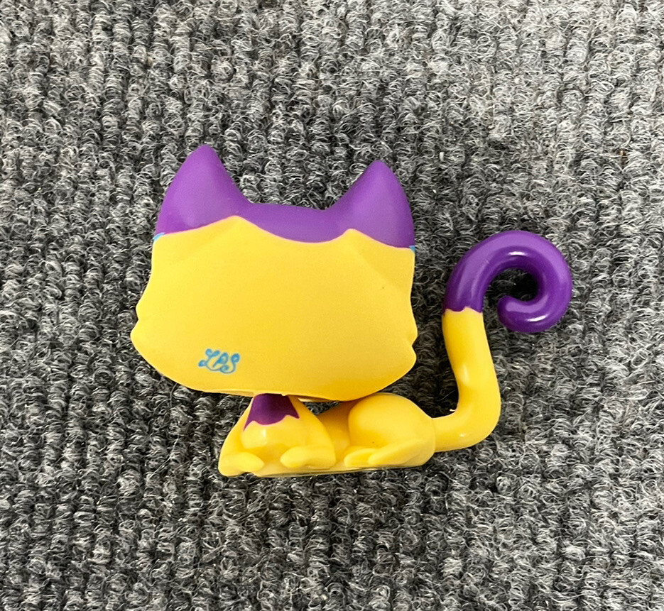 Littlest Pet Shop 3332 Kitty Cat Yellow Purple Swirl Blue Dot Eyes ...