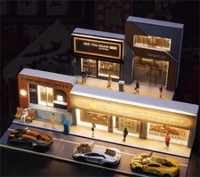 1/64 Bar Diorama Street Building Model Store House LED Lighting Scene Toy