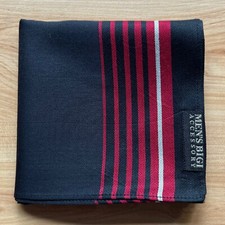 HANDKERCHIEF MEN'S COTTON VINTAGE ART RED STRIPED POCKET SQUARE 19" B0465