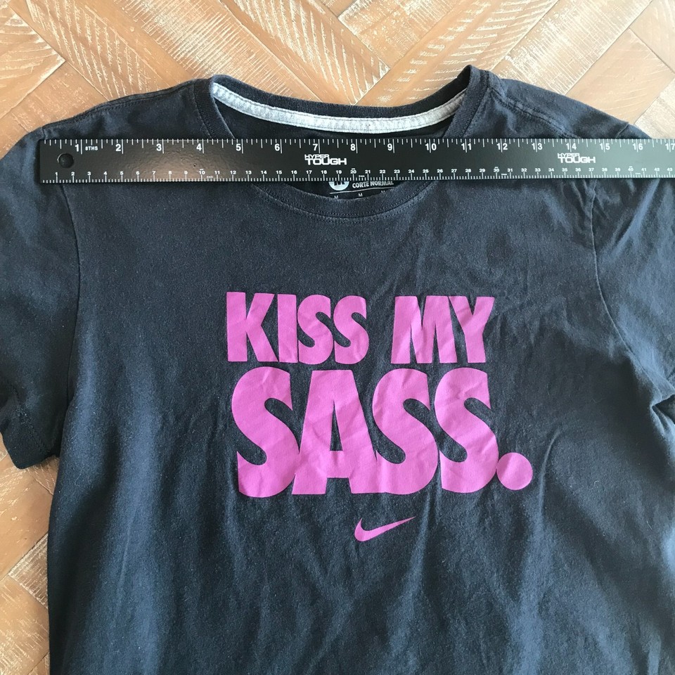 Nike Kiss My Sass T Shirt Women's M Black with Purple Letters eBay
