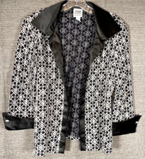 R M Richards Jacket 14 Black White Formal Mother of Bride Groom Women Rhinestone