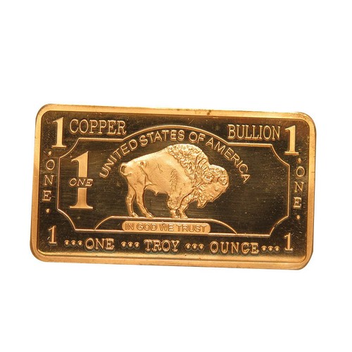 1 oz Troy Ounce USA American Buffalo .999 Pure Copper Bullion Bar Cu Element CMC - Picture 2 of 8