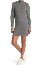 WAYF Women's Lola Puff Sleeve Sweater Dress S SMALL GREY GRAY NEW