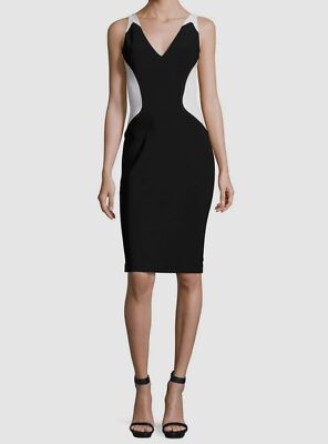$2000 MUGLER Women White Black Color-Block Sleeveless V-Neck Dress Sz FR  34/US 2 | eBay