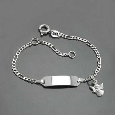 FACHHANDEL-DIREKT Baby Taufe Armband Schutz Engel Herz Silber 925 mit Gravur von Name und Datum