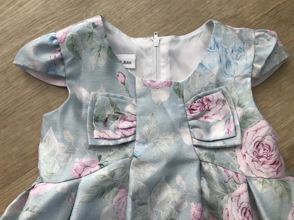 Vestido de festa BONNIE JEAN feminino lindo e floral - Aqua com rosas rosa e azuis tamanho 6 - Imagem 3 de 4