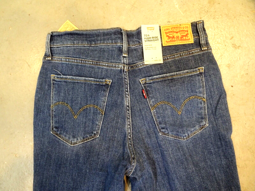 Levi's 724 High Rise Straight Blue JEANS W28 L32 NEW WITH TAGS Long Zip Front - Picture 3 of 3