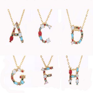 Detalles De 26 Letras Del Alfabeto Oro Color Multicolor Cz Crystal Colgante Inicial Collar