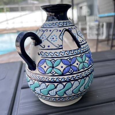 ☆希少☆ セルビン焼き　Javier Servín　花瓶　フラワーベース　花器 Mexican Pottery Javier Servin Tealight Candle holder Hand painted