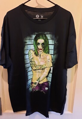 Tattoo Joker Girl With Knife Mug Shot Art T Shirt 2XL 