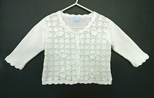 Baby Girl's Lovely White Cardigan with Crochet Front - Size 0 - Brand: Cherokee