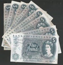 B297 HOLLOM 1963 FIVE POUND £5 BANKNOTE - SELECT YOUR NOTE - 