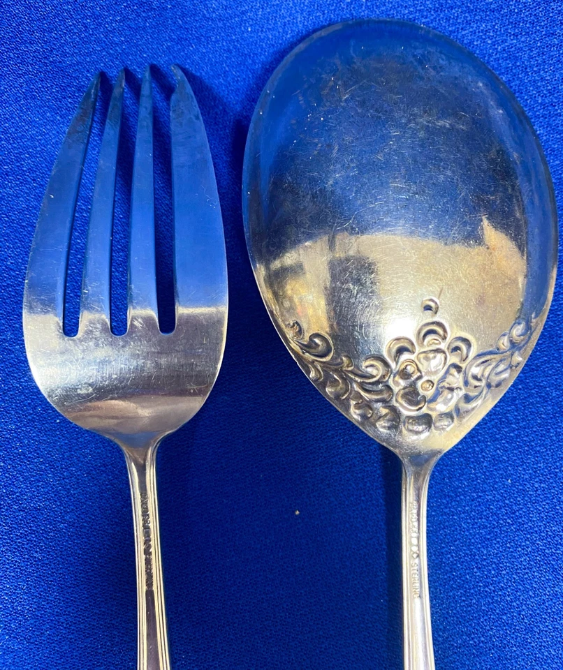 Tenedor y cuchara de plata esterlina Dominick & Haff ¡de colección patrón rococó! 100 Foto 4 de 4