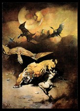 Frank Frazetta Fantasy Art Exotic Pin Up Card 43 Flying Reptiles Woman Fighting