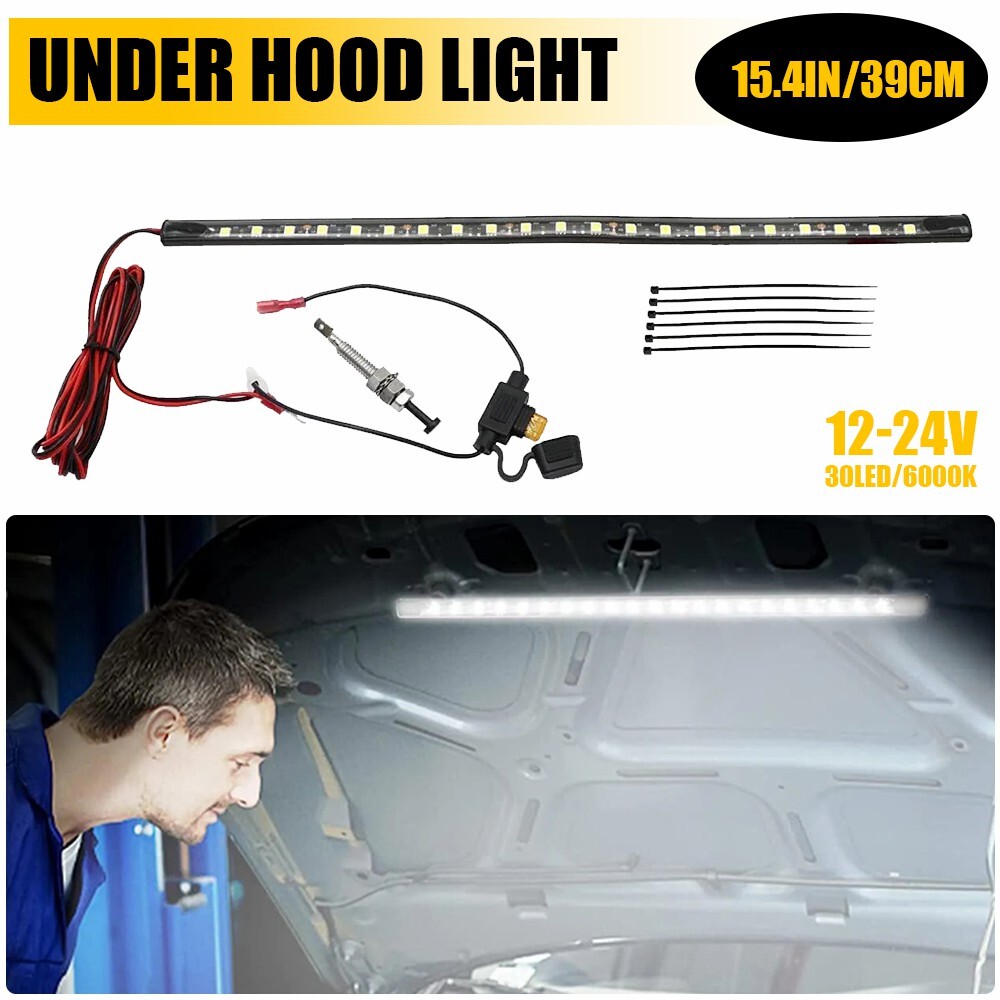 Under Hood LED Light Kit - Automatic on/off - Universal fits Any Vehicle White S