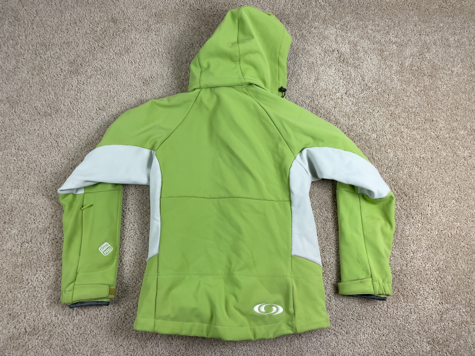 Salomon Utility Giacca Donna Piccola Elasticizzata Zip Cappuccio Tasche Clima Pro Verde
