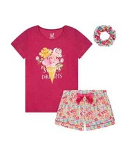 Sleep On It Girls T-shirt and Shorts w/ Scrunchie Pajama Set Pink Size 14-16