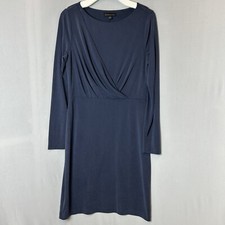 Banana Republic Dress Womens Medium Navy Twist Front Wrap Long Sleeve Shift