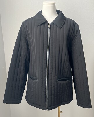 Esprit Outerwear Black Women s Zip Up Thin Lightweight Puffer Jacket Size XL