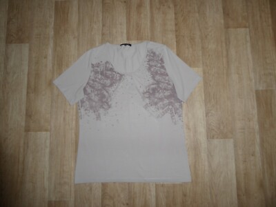 MARC ADAM Stretch T-Shirt Kurzarm Beige Print Gr.44 **w.NEU**