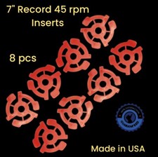 8 Red 45 rpm 7" Record Plastic Adapter Snap-In Inserts Turntable