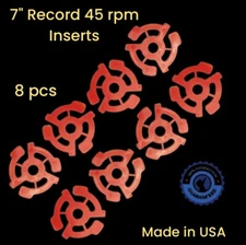 8 Red 45 rpm 7" Record Plastic Adapter Snap-In Inserts Turntable