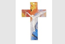 Crucifix cm 34 fabriqué artisanale en verre de Murano made in Italy