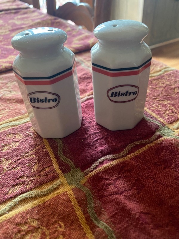 Vintage Bistro Ceramic Salt and Pepper Shakers