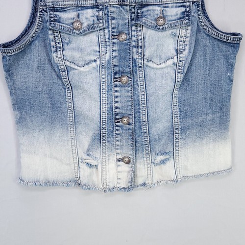 Silver Jeans Women's Denim Vest Size Large Distressed Raw Hem Grunge Y2K - Picture 4 of 11