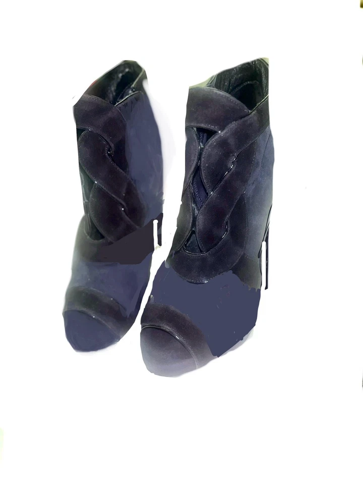 Pierre Hardy Navy suede w/black leather ankle booties sz 37 orig$995 - Image 3 of 4
