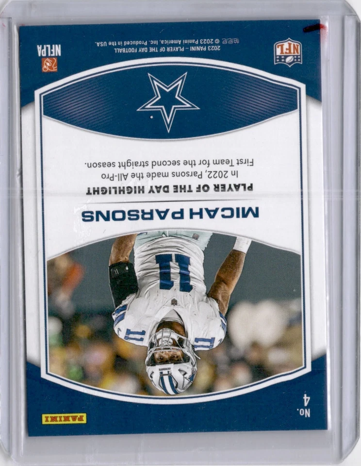 2023 Panini Player of the Day - Micah Parsons Numbered #'d #4 /99 - Image 2 of 2